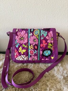 Vera Bradley Purple Quilted Floral Crossbody Bag